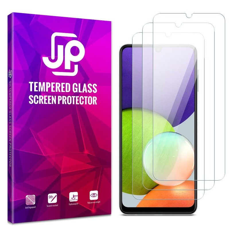 JP Long Pack Tempered Glass, 3 screen protectors, Samsung Galaxy A22 4G