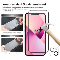 JP Full Pack Tempered glass, 2x 3D glass with applicator + 2x camera glass, iPhone 13 Mini