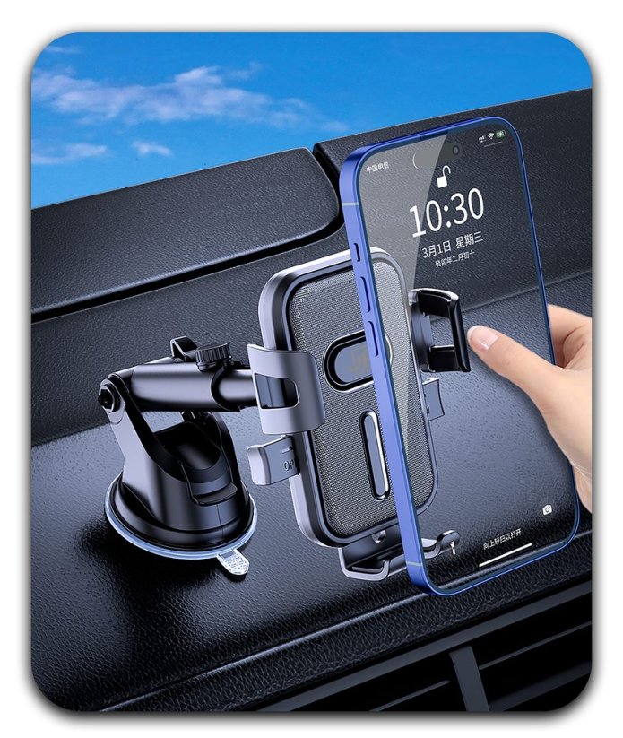 JP držák telefonu do auta s teleskopickým výsuvným ramenem na palubní desku a čelní sklo CH05, černý