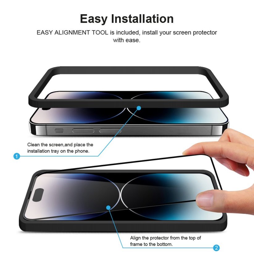 JP Full Pack Tempered glass, 2x 3D glass with applicator + 2x camera glass, iPhone 14 Pro Max