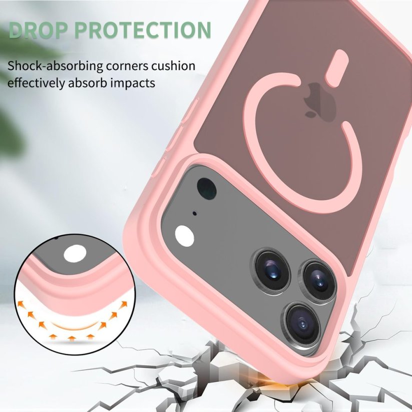 JP MagFit Colour MagSafe obal s N52 magnetem, iPhone 17 Pro Max, světle růžový