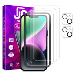 JP Mega Pack Tempered Glasses, 3 glasses with applicator + 2 camera glasses, iPhone 14