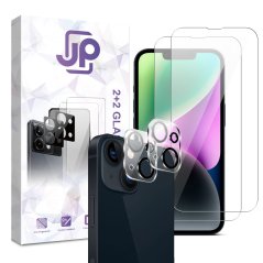 JP Combo Pack, Set of 2 Tempered Glass and 2 Camera Glass, iPhone 14