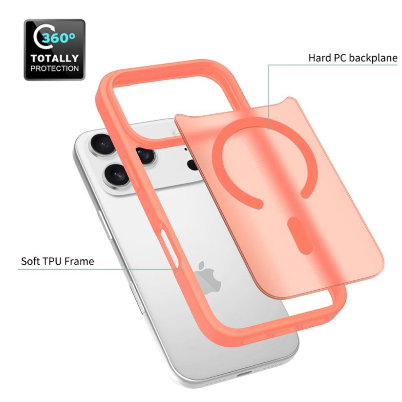 JP MagFit Colour MagSafe obal s N52 magnetem, iPhone 17 Pro, oranžový