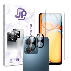 JP Combo Pack, Set of 2 Tempered Glass and 2 Camera Glass, Xiaomi 13C