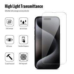 JP Combo Pack, Set of 2 Tempered Glass and 2 Camera Glass, iPhone 15 Pro