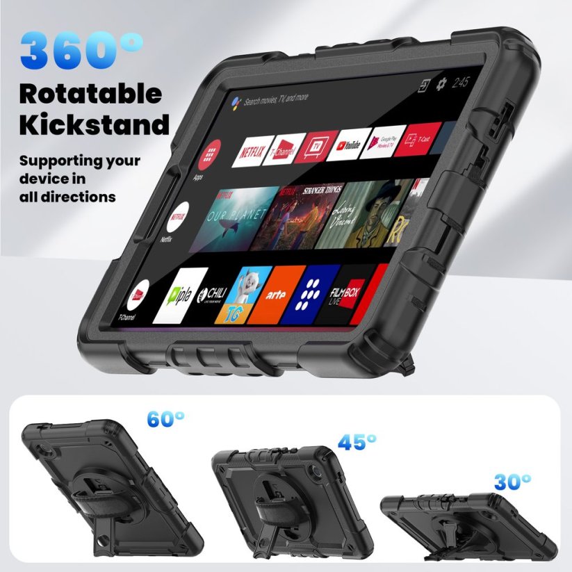 JP Solid360 tablet case, Samsung Tab A9 8.7, black