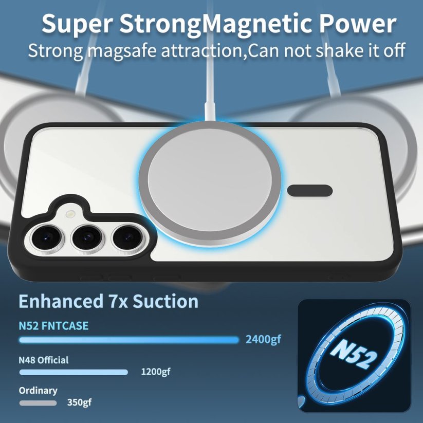 JP MagFit Clear MagSafe obal s N52 magnetem, Samsung Galaxy S24 FE, černý