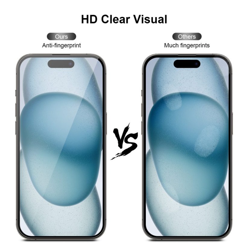 JP 3D Tempered glass with installation frame, iPhone 15 Plus, black