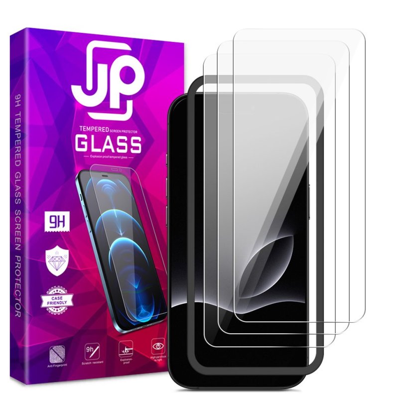 JP Long Pack Tvrzených skel, 3 skla na telefon s aplikátorem, iPhone 17 Pro