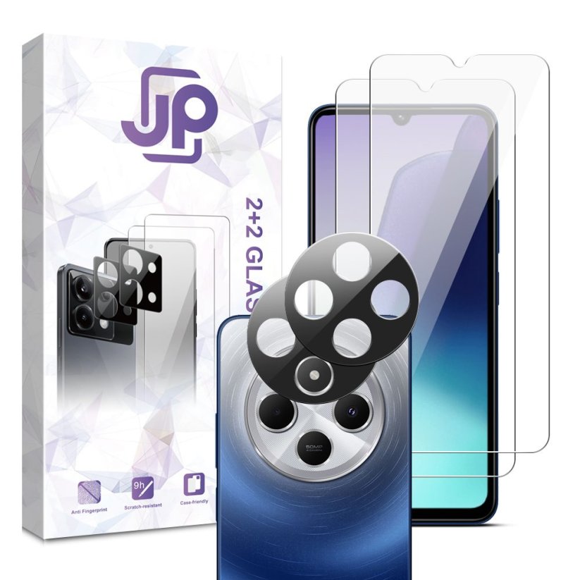JP Combo pack, Sada 2 tvrzených skel a 2 sklíček na fotoaparát, Xiaomi Redmi 14C