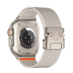 JP Luxusní nylonový řemínek s přezkou Parachute, Apple Watch 1 / 2 / 3 / 4 / 5 / 6 / 7 / 8 / 9 / 10 / SE (38 / 40 / 41 / 42 mm), béžový