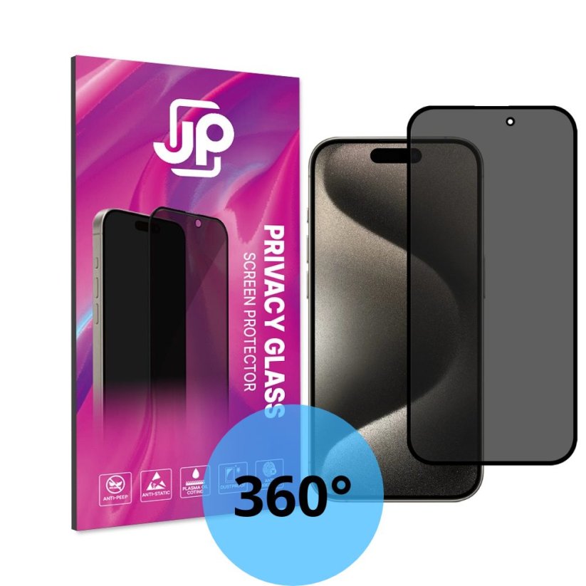 JP 4-Way Privacy 360° Tvrzené sklo, iPhone Air, černé