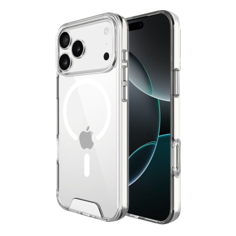 JP MagFit MagSafe obal s 1.2M SGS certifikátem, iPhone 17 Pro, průhledný