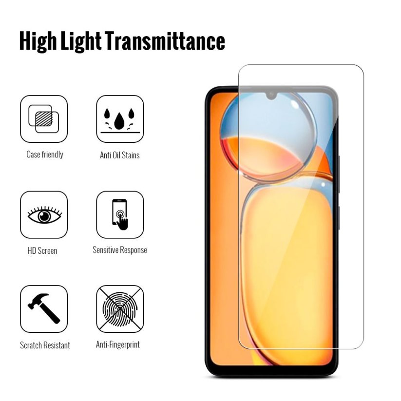 JP Long Pack Tempered Glass, 3 screen protectors, Xiaomi Redmi 13C