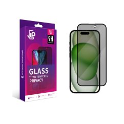 JP Titan Privacy extra odolné tvrzené sklo, iPhone 15 Pro Max, černé