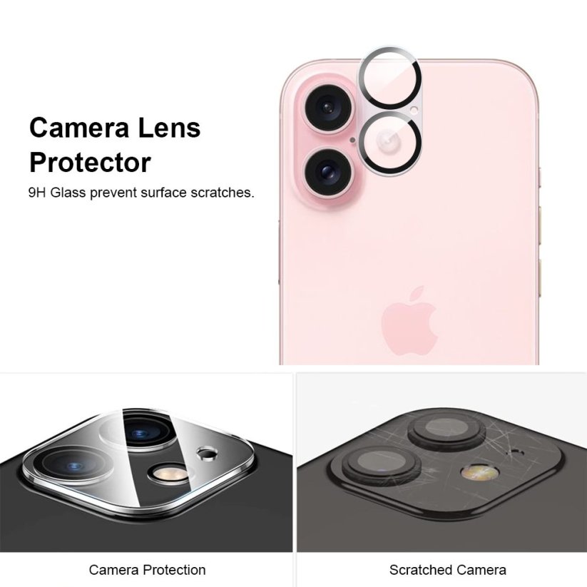 JP Full Pack Tvrzených skel, 2x 3D sklo s aplikátorem + 2x sklo na čočku, iPhone 16 Plus